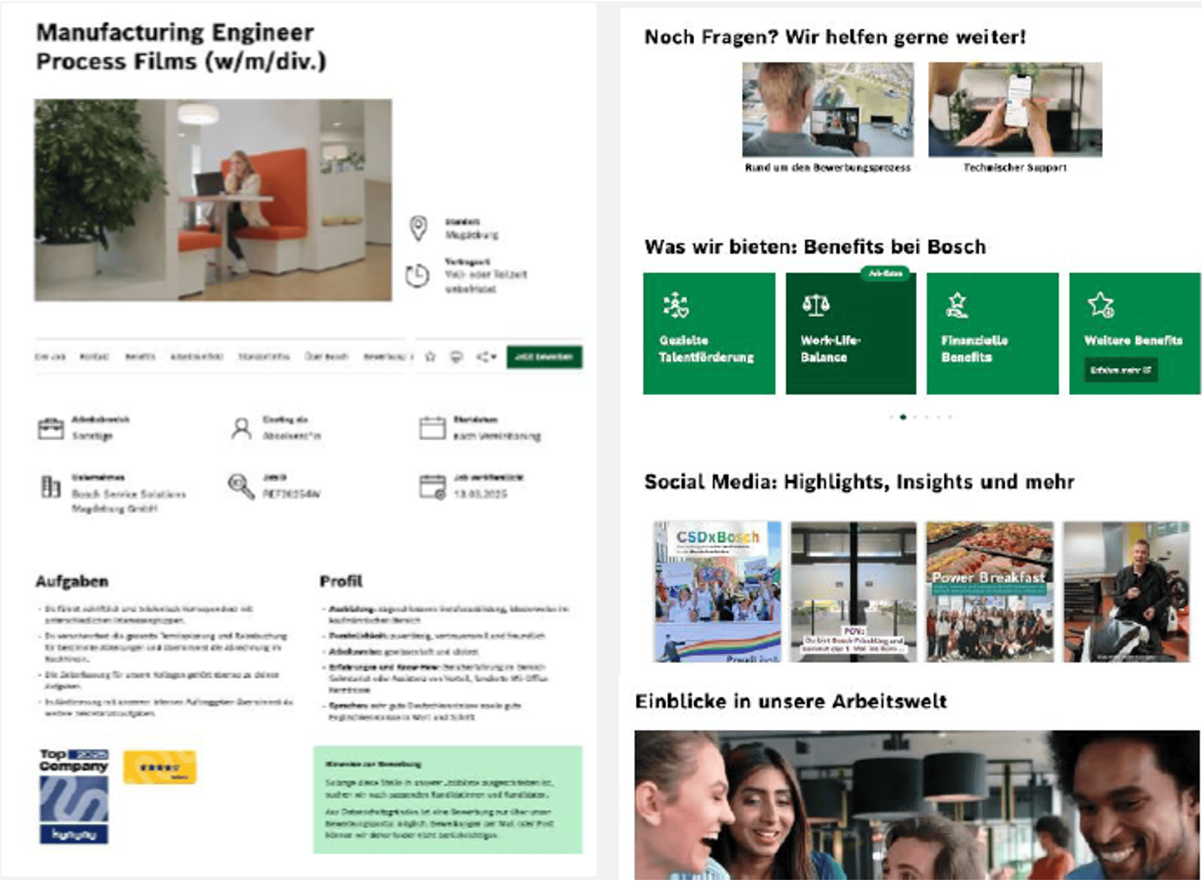 Stellenanzeigenlayout fuer IT-Professionals bei Bosch